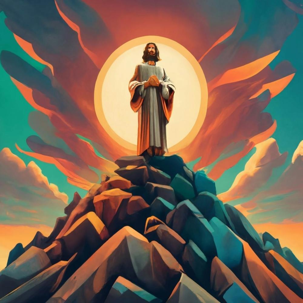 Jesus On Top Of A Mountain