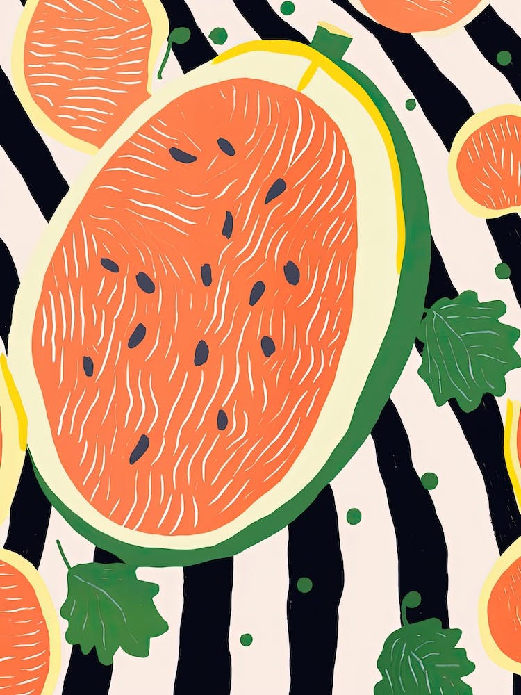 Cantaloupe Fruit Summer Illustration 2