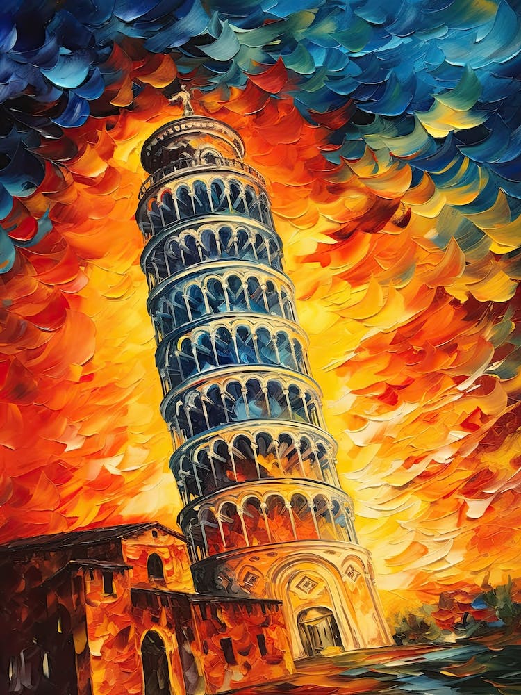 Tower Of Pisa Van Gogh Style 1