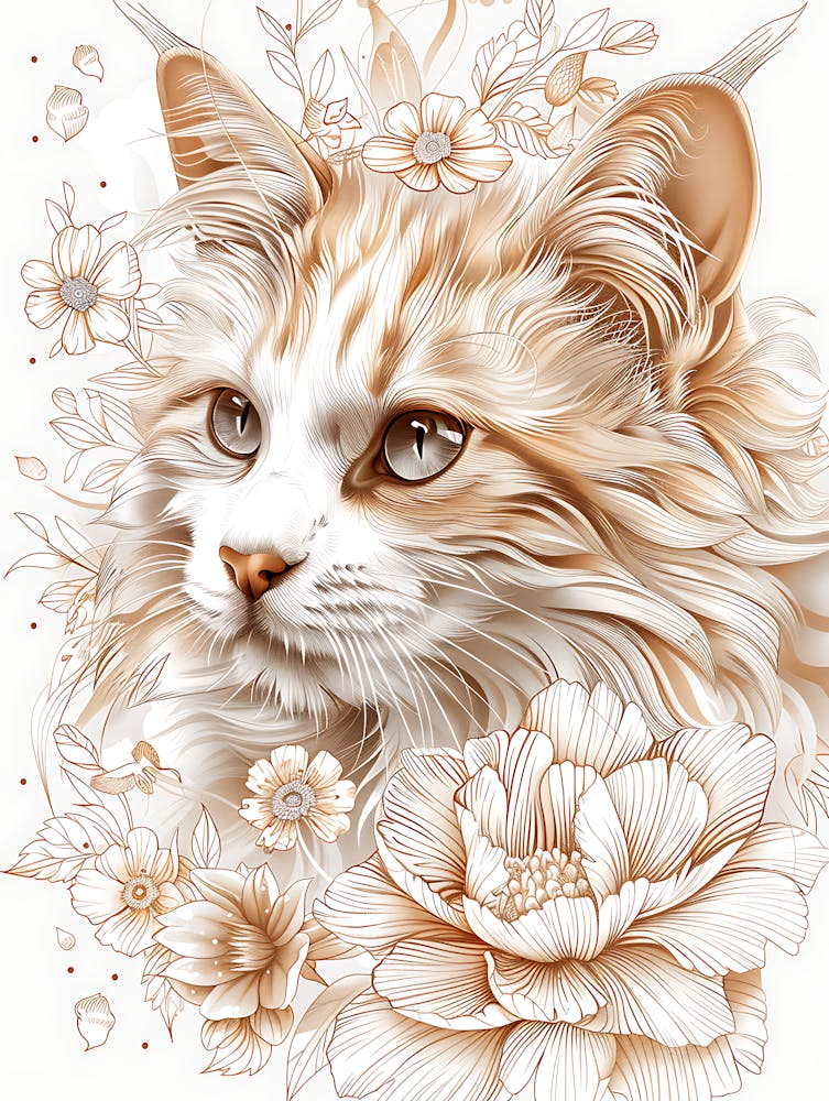Cat With Flowers 12