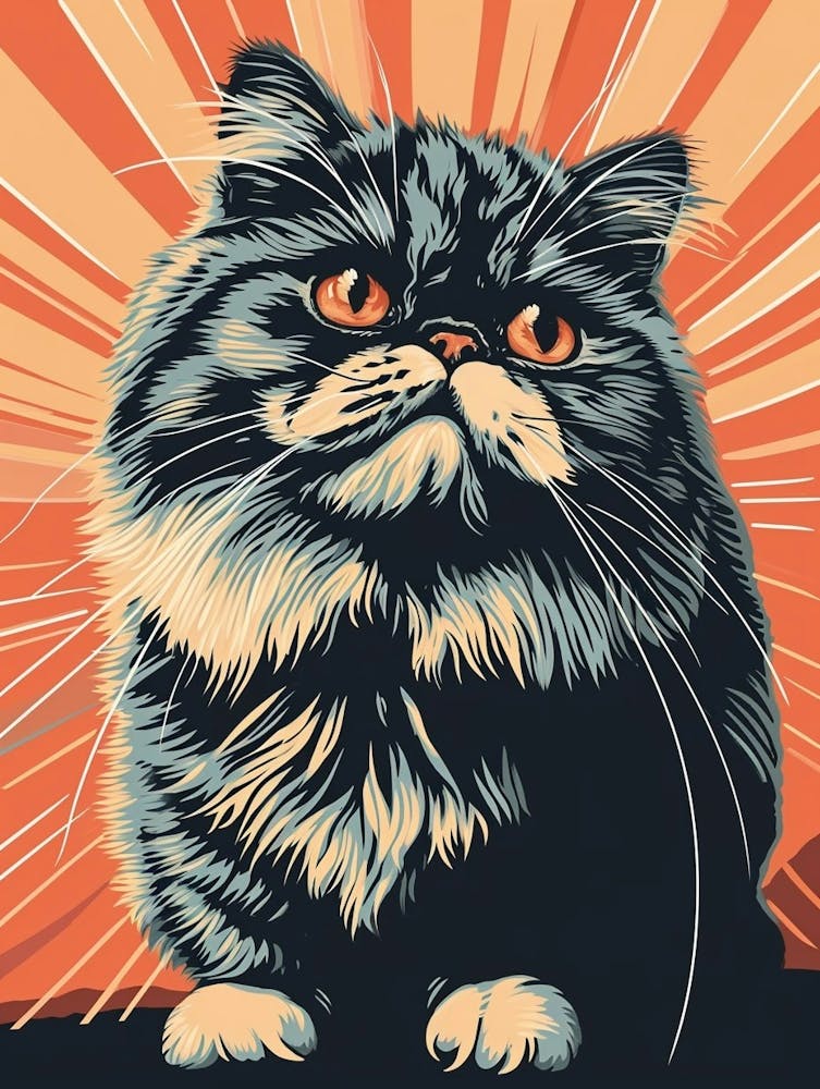 Persian Cat Relief Illustration 2