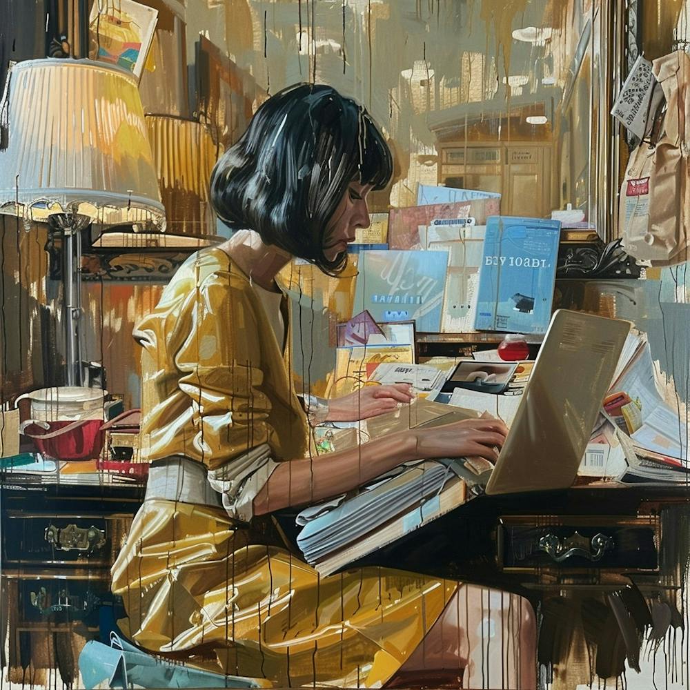 Girl Working At A Desk