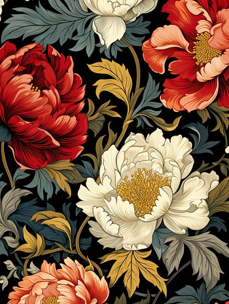Peony Flower Seamless Pattern 1