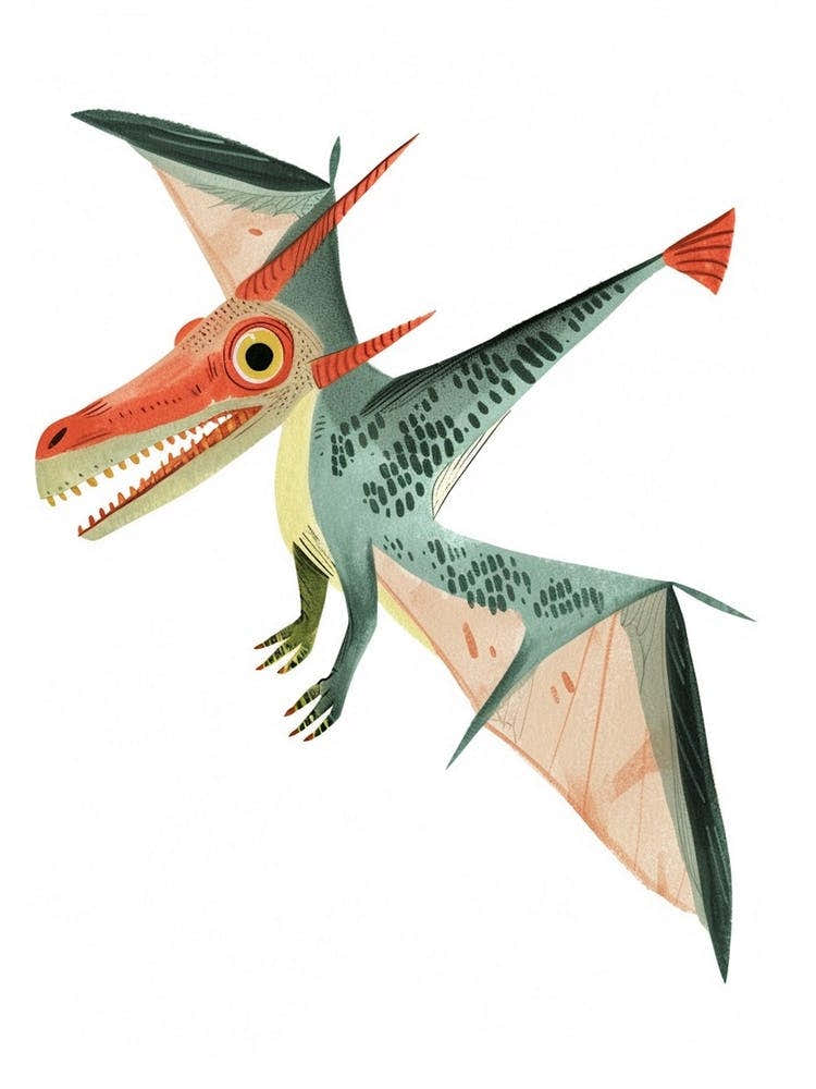 Pteranodon Dinosaur Cute Watercolour 2