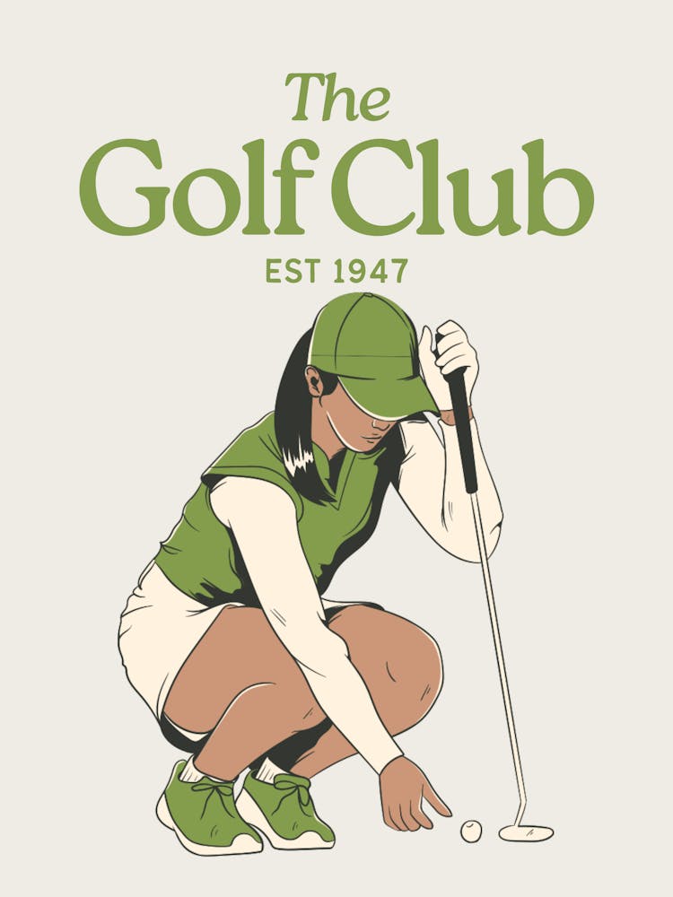 Impression Club de Golf | Décor Rétro Vintage | Impressions pour Amateurs de Golf | Art Mural Athlétique Sportif | Décor Tons Terre Beige + Vert | Impressions Clubs Sportifs 5
