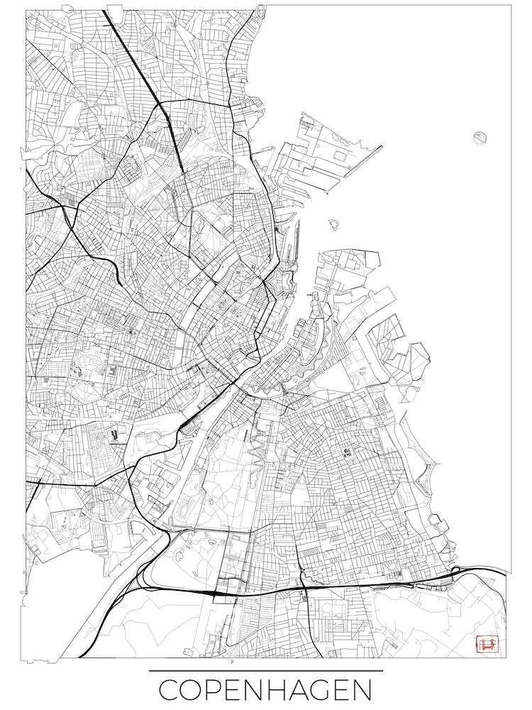 Copenhagen Map Minimal Line