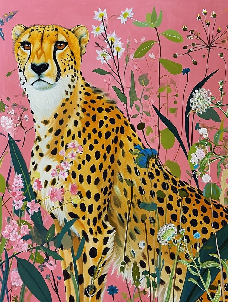 Peinture Animale Florale Guépard 4