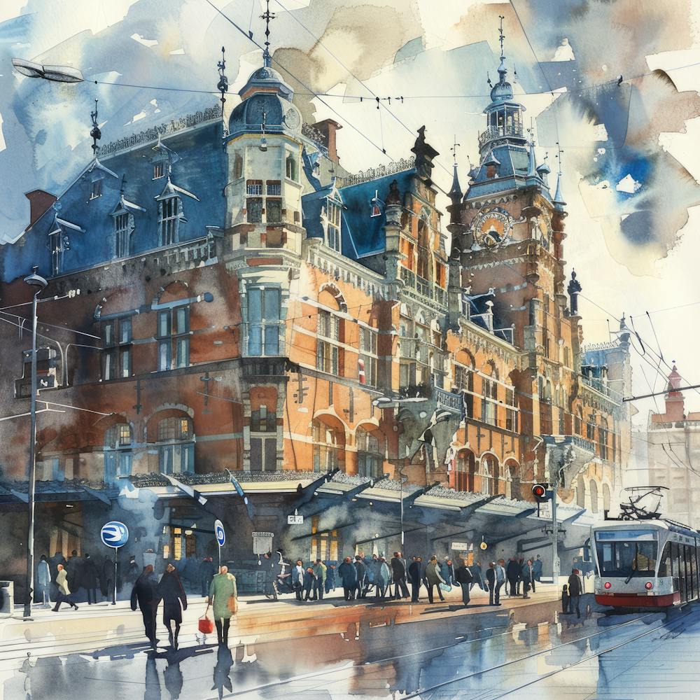 Amsterdam Central Station: Series. Water Colour 4