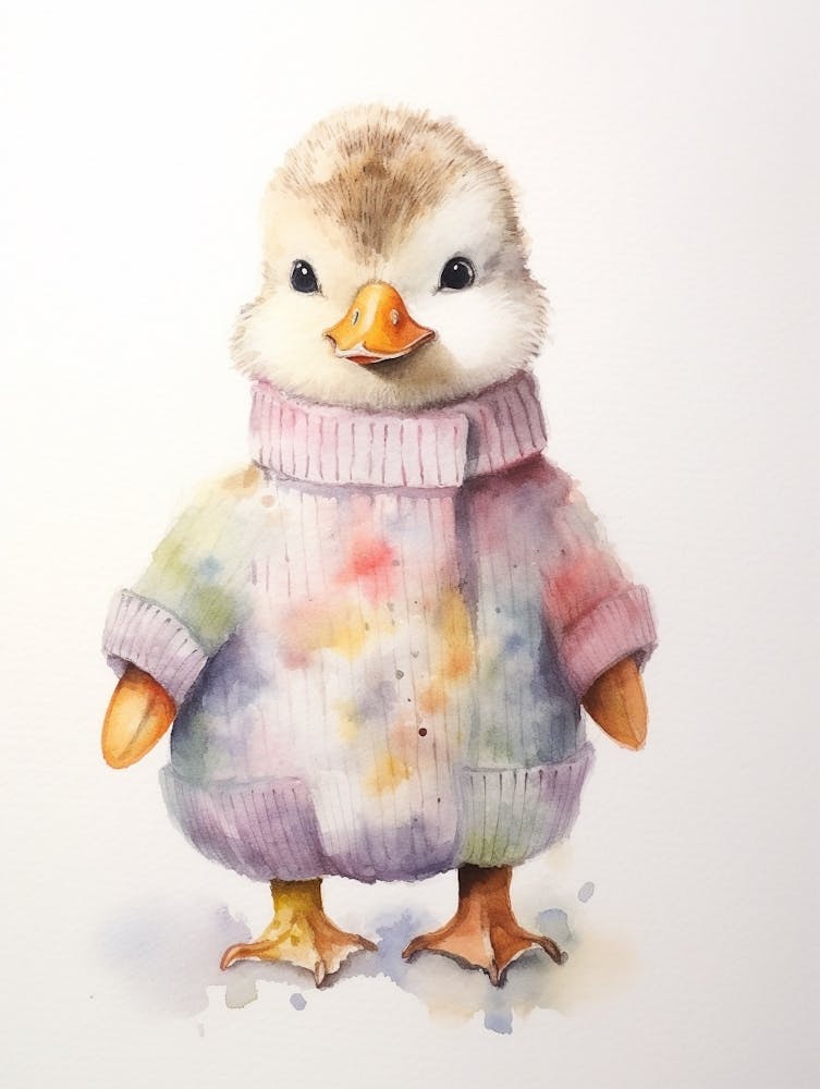 Baby Animal Watercolour Duck