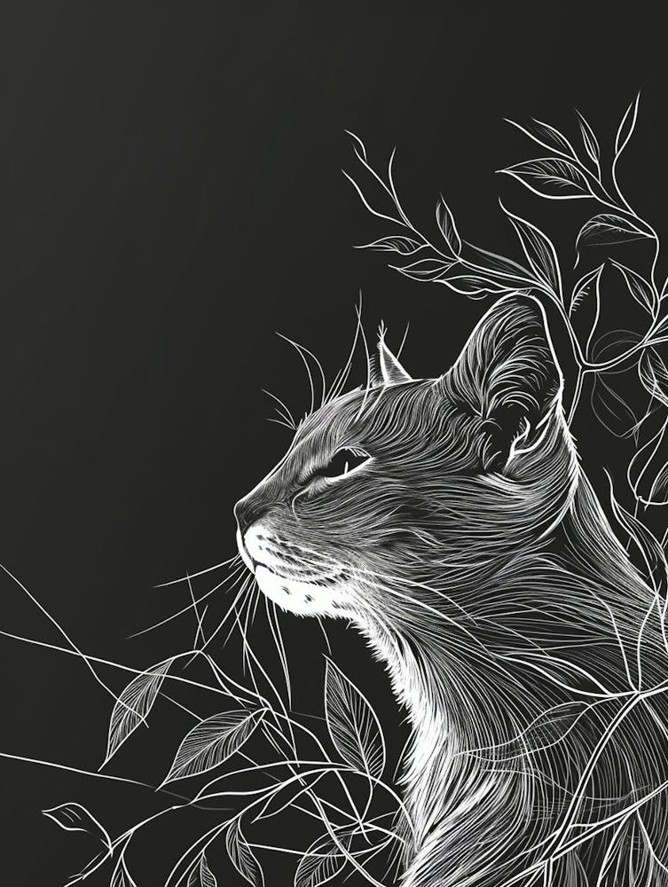 Oriental Shorthair Cat Minimalist Illustration 2