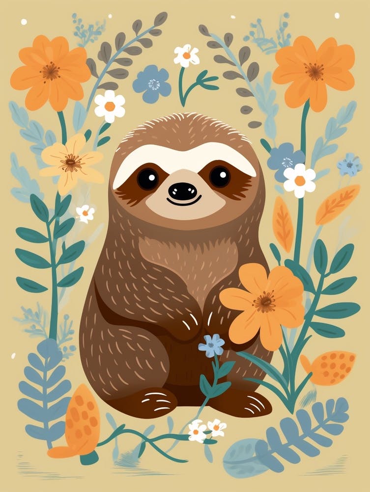Baby Animal Illustration  Sloth 3