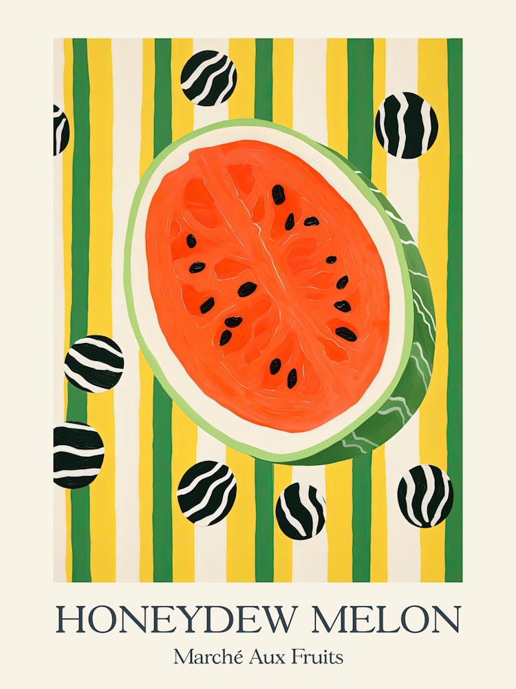 Marche Aux Fruits Honeydew Melon Fruit Summer Illustration 4