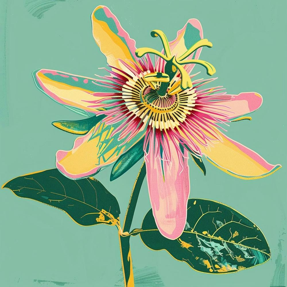 Passionflower Square Flower Illustration