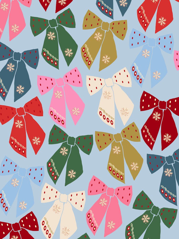 Christmas Bows Coquette Blue