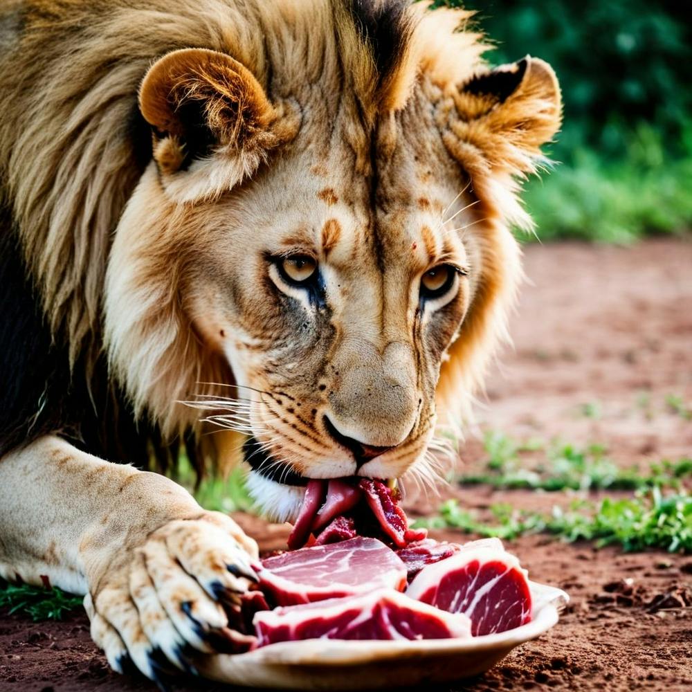 AI Lion eating flesh