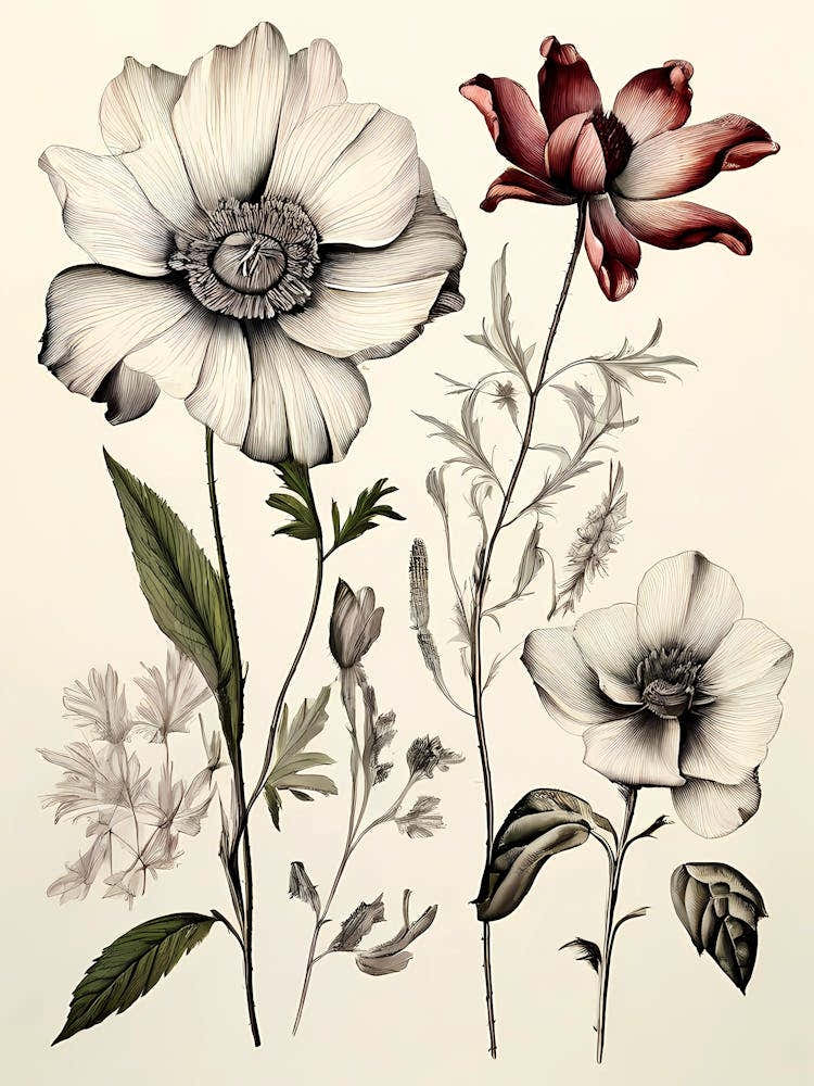 Flowers In Black And White 1