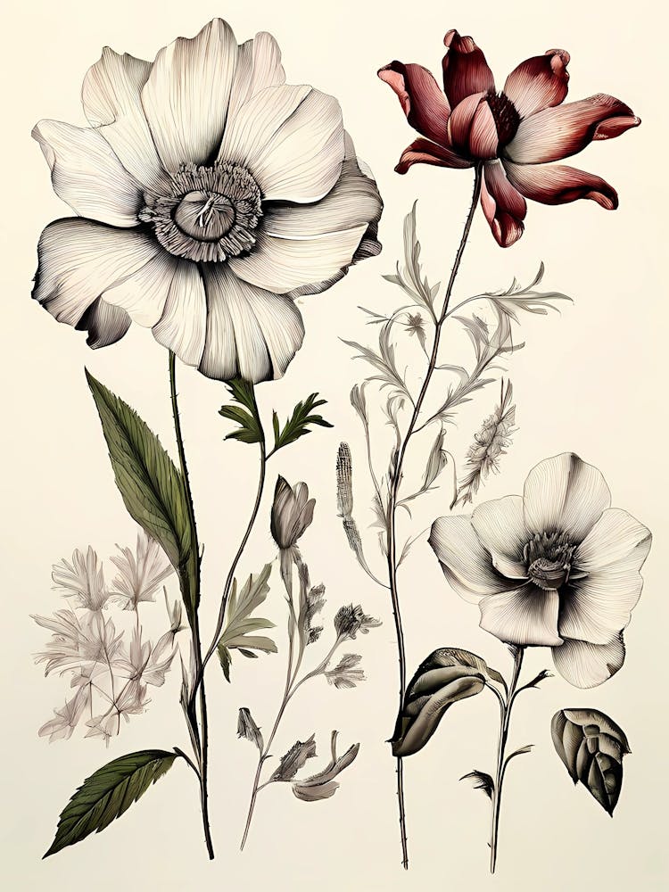 Flowers In Black And White 1