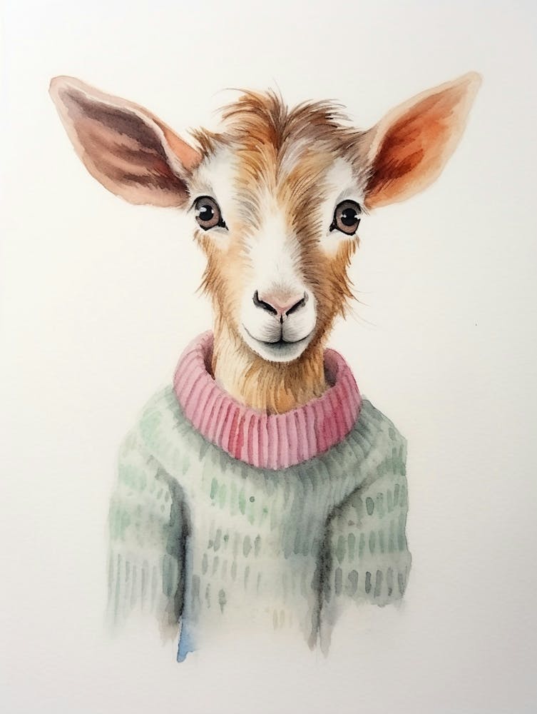 Baby-Tier Aquarell Ziege 1