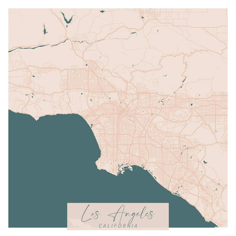 Los Angeles California Pink and Blue Cute Script Street Map 1
