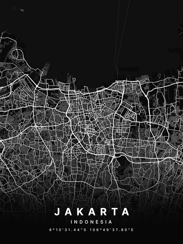 Jakarta Indonesia Black Map