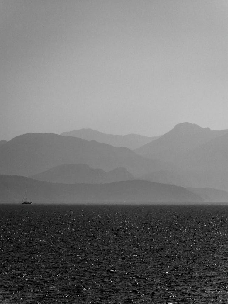 Greece Sea Boat 1 Bw