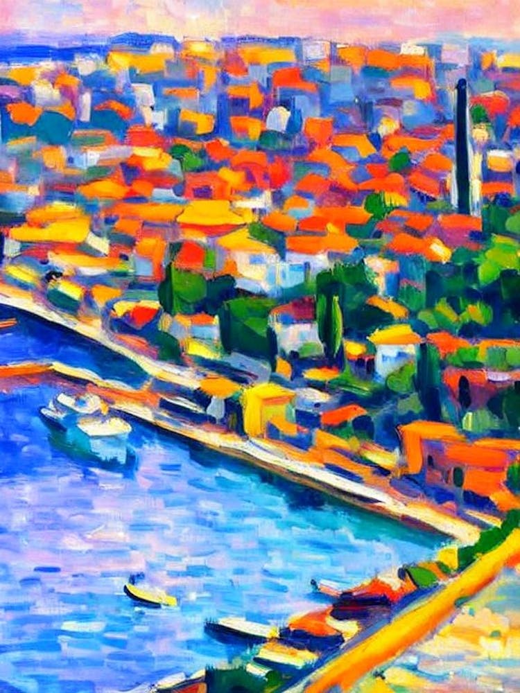 Port Of Haifa Israel Brushwork Painting harbour