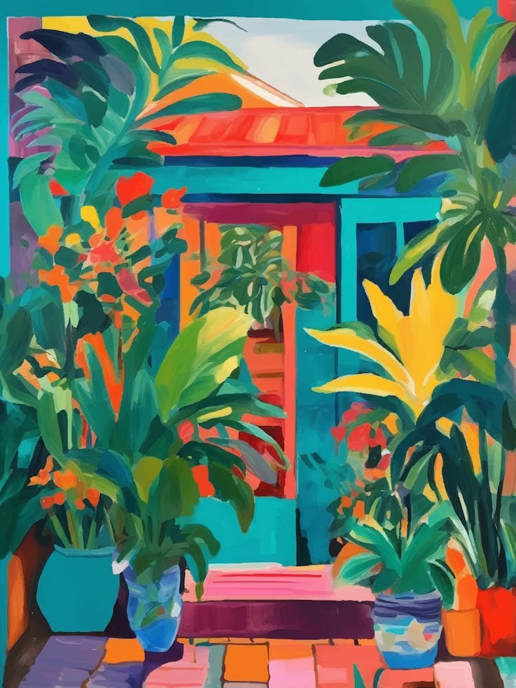 Tropical Garden colorful plants and flowers