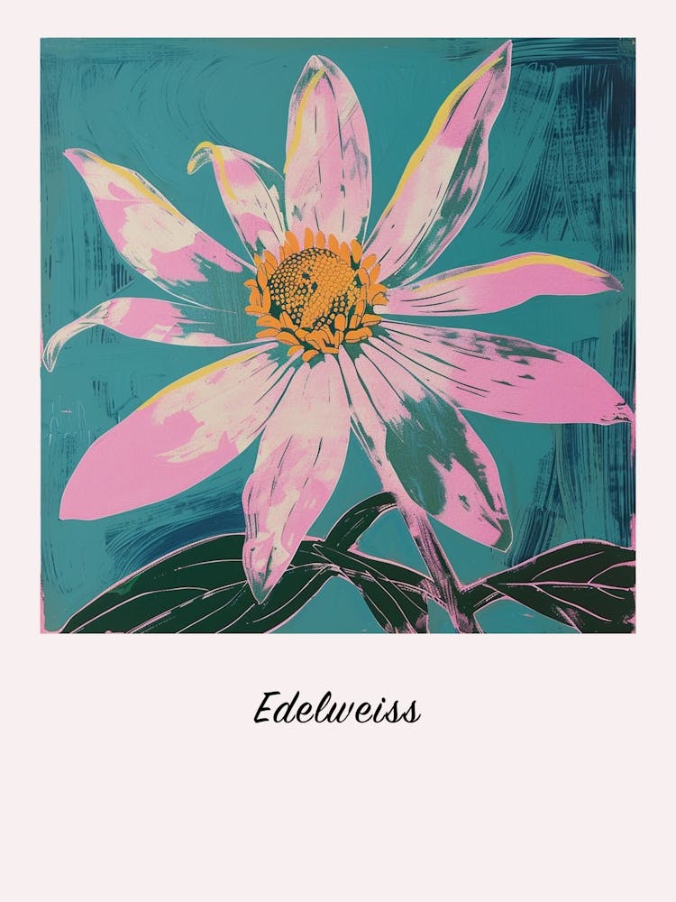 Edelweiss Square Blumenillustration Poster