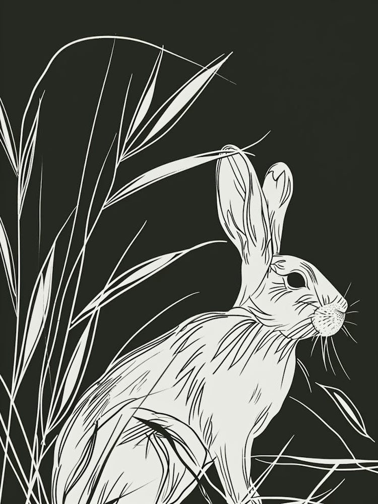 Florida White Rabbit Minimalist Illustration 2