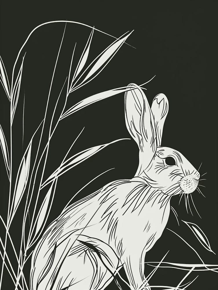 Florida White Rabbit Minimalist Illustration 2