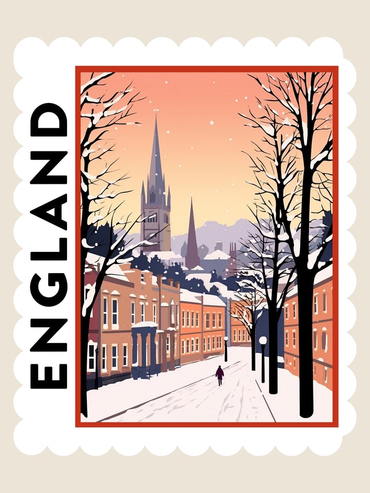 Retro Winter Stamp Poster Bath United Kingdom 2