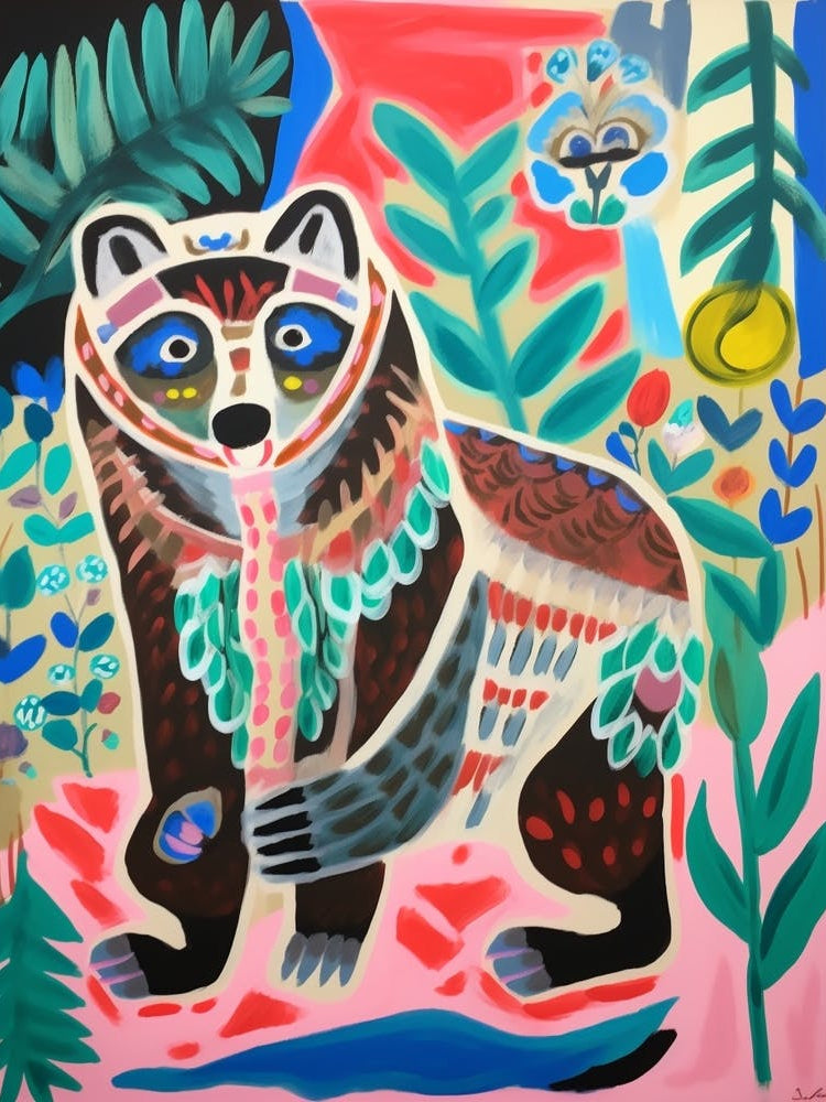 Maximalist Animal Painting Raccoon 5