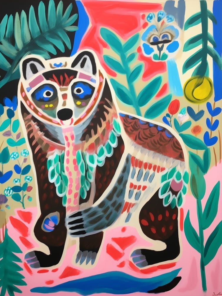 Maximalist Animal Painting Raccoon 5