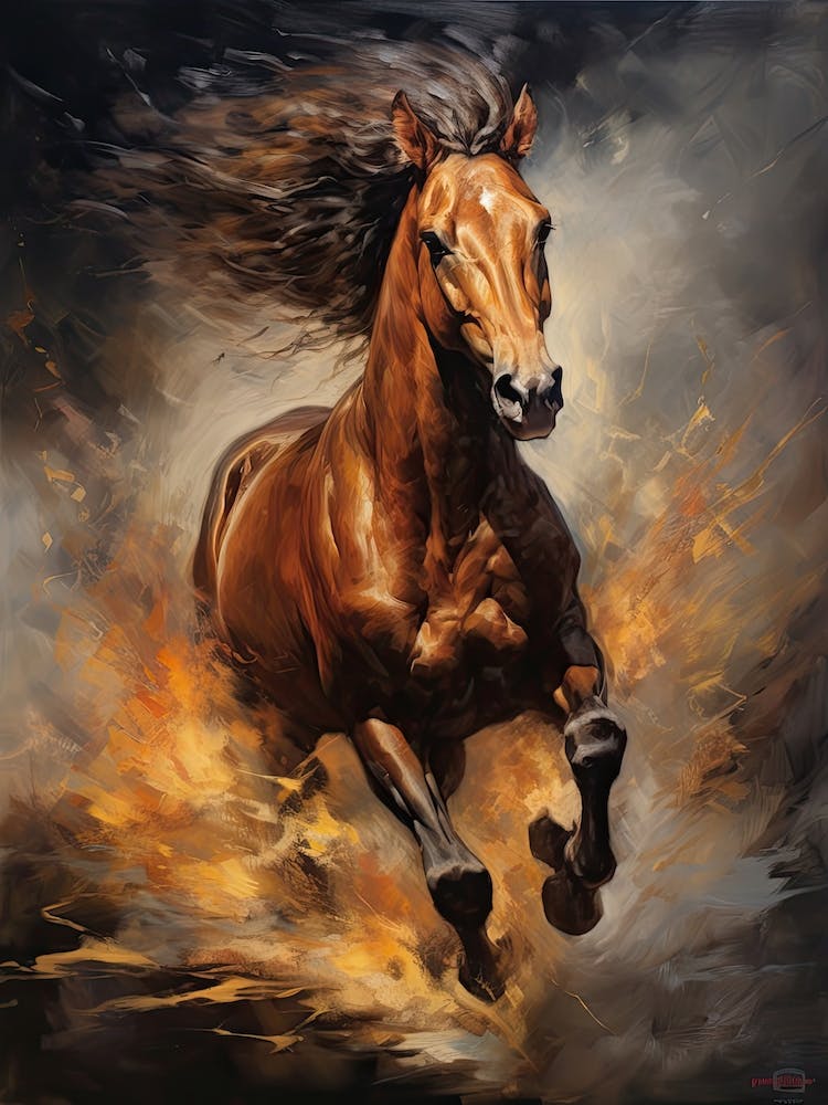 A Horse Painting In The Style Of Oil Painting 4