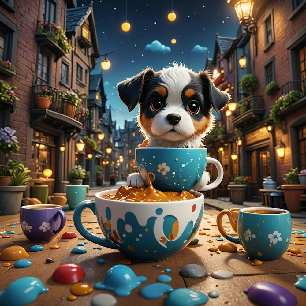 Cute dog in a cup