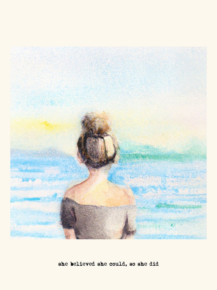 She Believed She Could, So She Did Messy Bun Girl