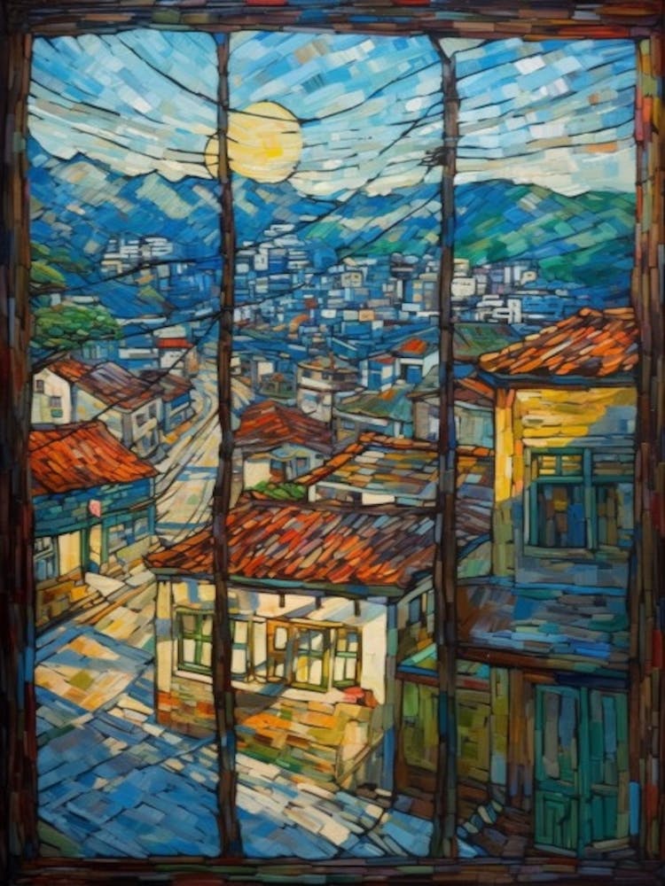 Window View Of Seoul South Korea In The Style Of Expressionism 3
