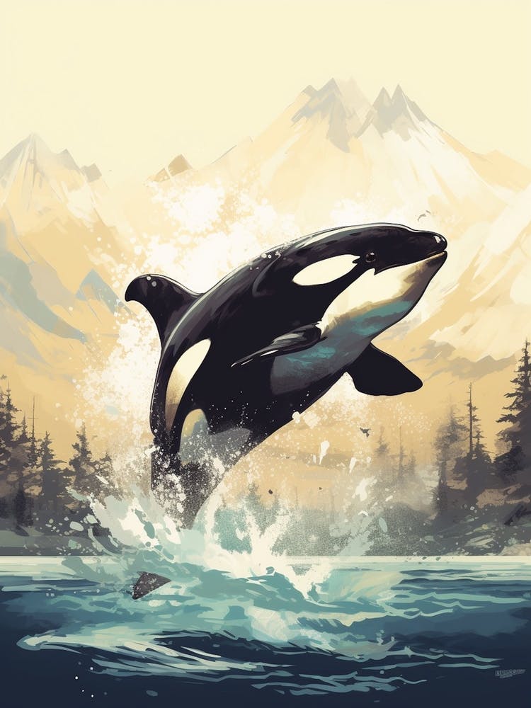 Realistic Orca Whale Diving In The Air 1