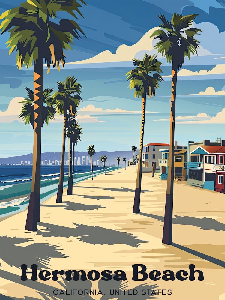 Hermosa Beach California Beach Digital Travel Art