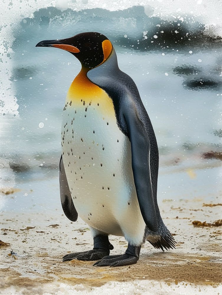 King Penguin Floreana Island Colour Block Painting 4