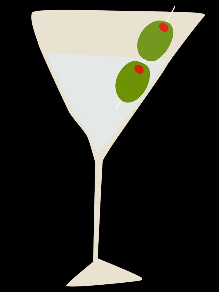 Martini With Olivescocktail  Kitchen Ilustration