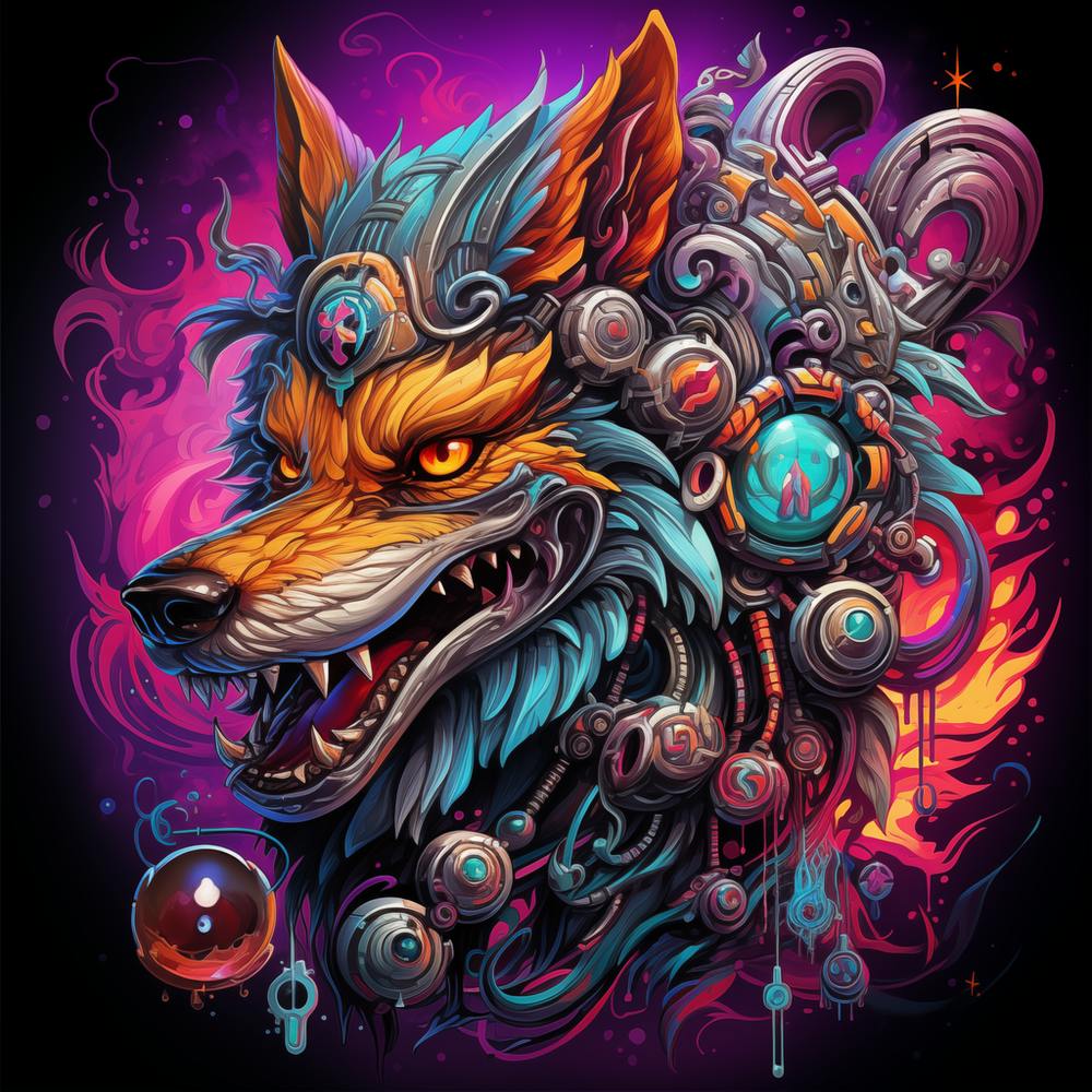 Steampunk wolf head