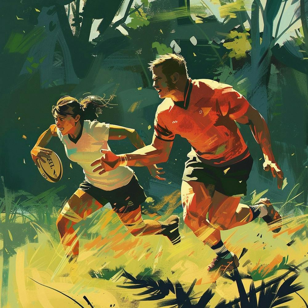 Rugby Players In The Woods