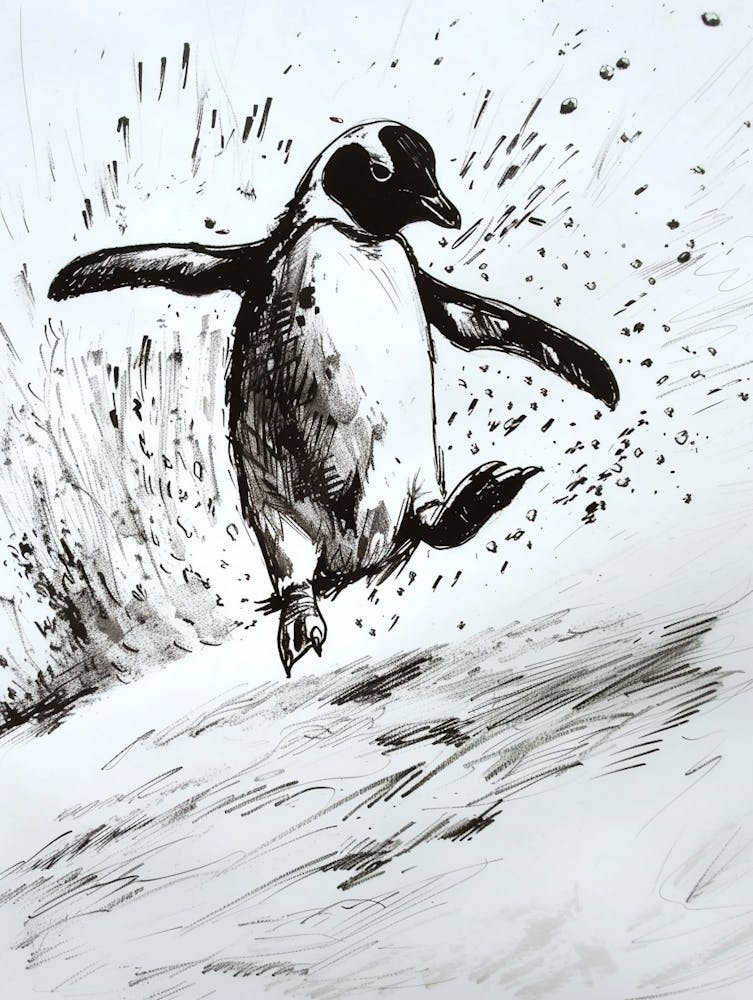 Emperor Penguin Sliding On Ice 1