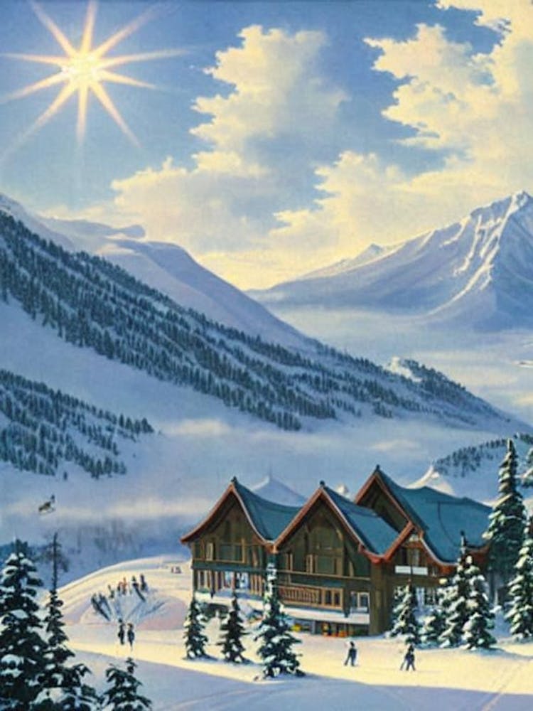 Naeba, Japan Ski Resort Vintage Landscape 1 Skiing Poster