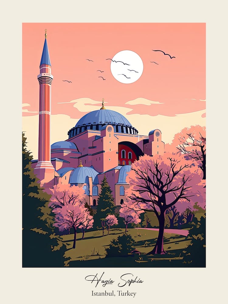 Hagia Sophia   Istanbul, Turkey   Cute Botanical Illustration Travel 2 Poster