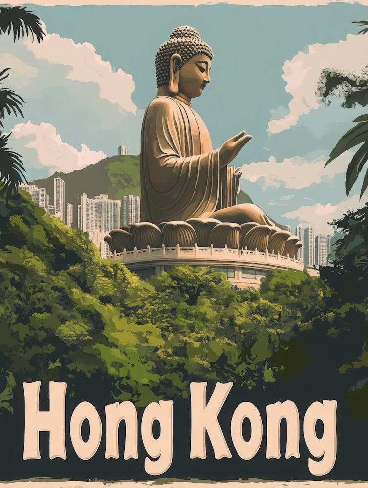 Aihrgdesign A Mid Century Modern Travel Poster For Hong Kong 1