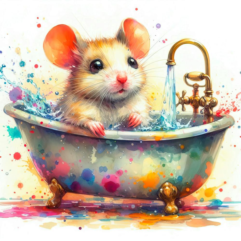 Mouse In The Bath
