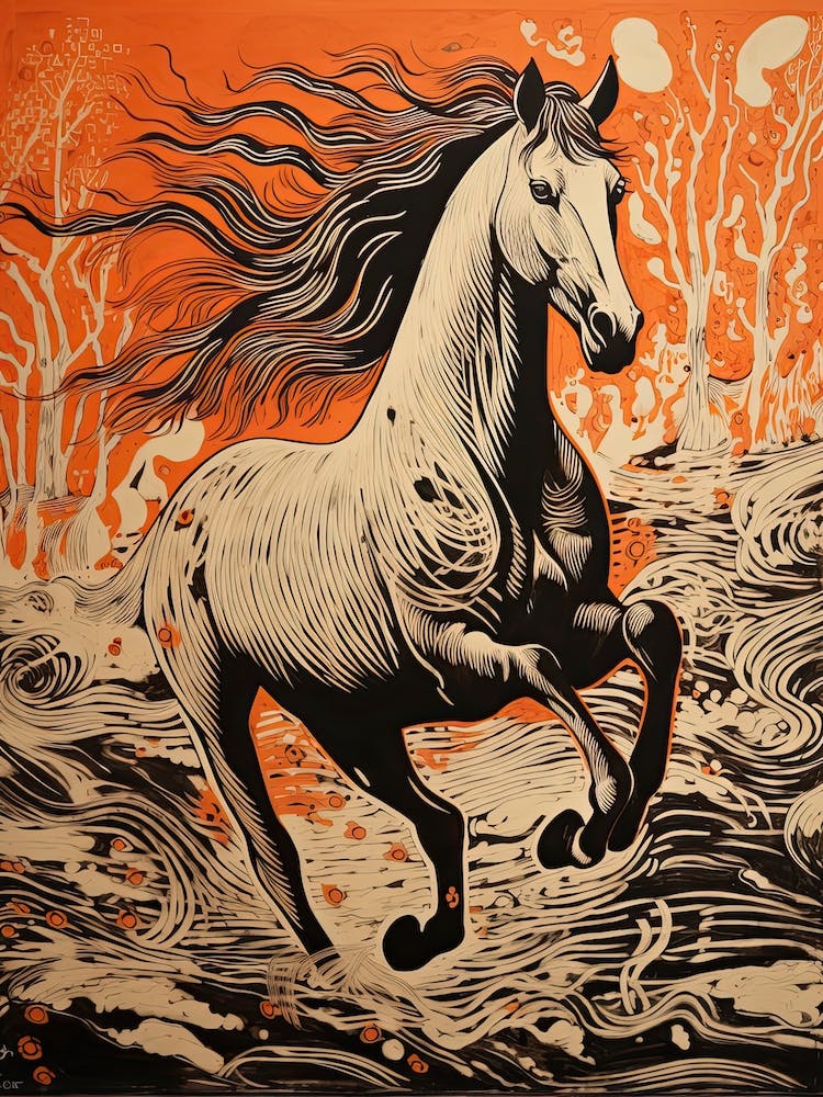 A Horse Painting In The Style Of Sgraffito 2