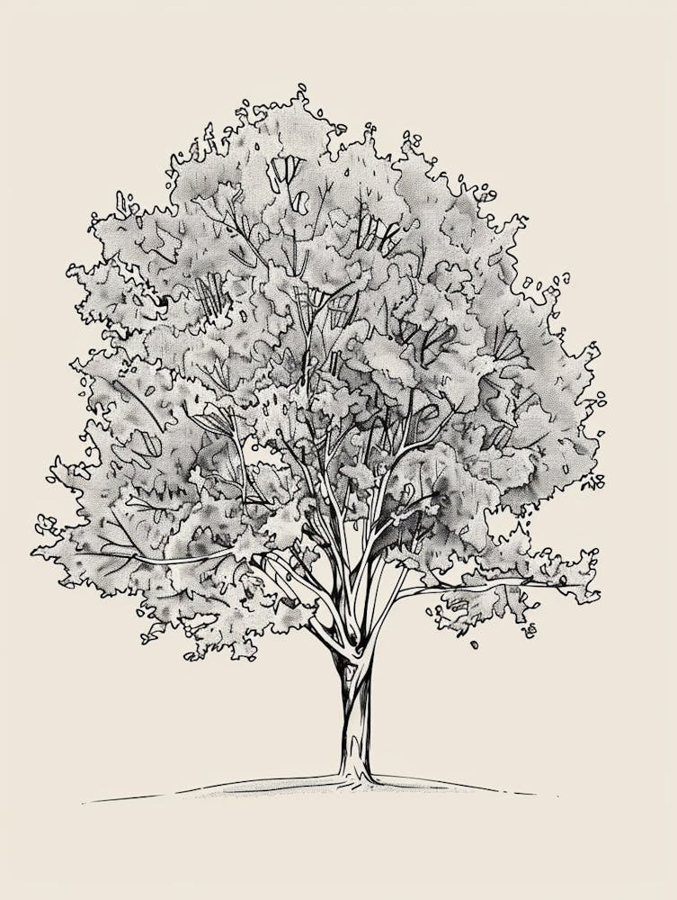 Ash Tree Minimalistic Drawing 2
